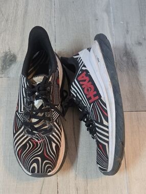 HOKA Ironman Running Shoes Size 10D Black Red Pattern Lightweight Trainers